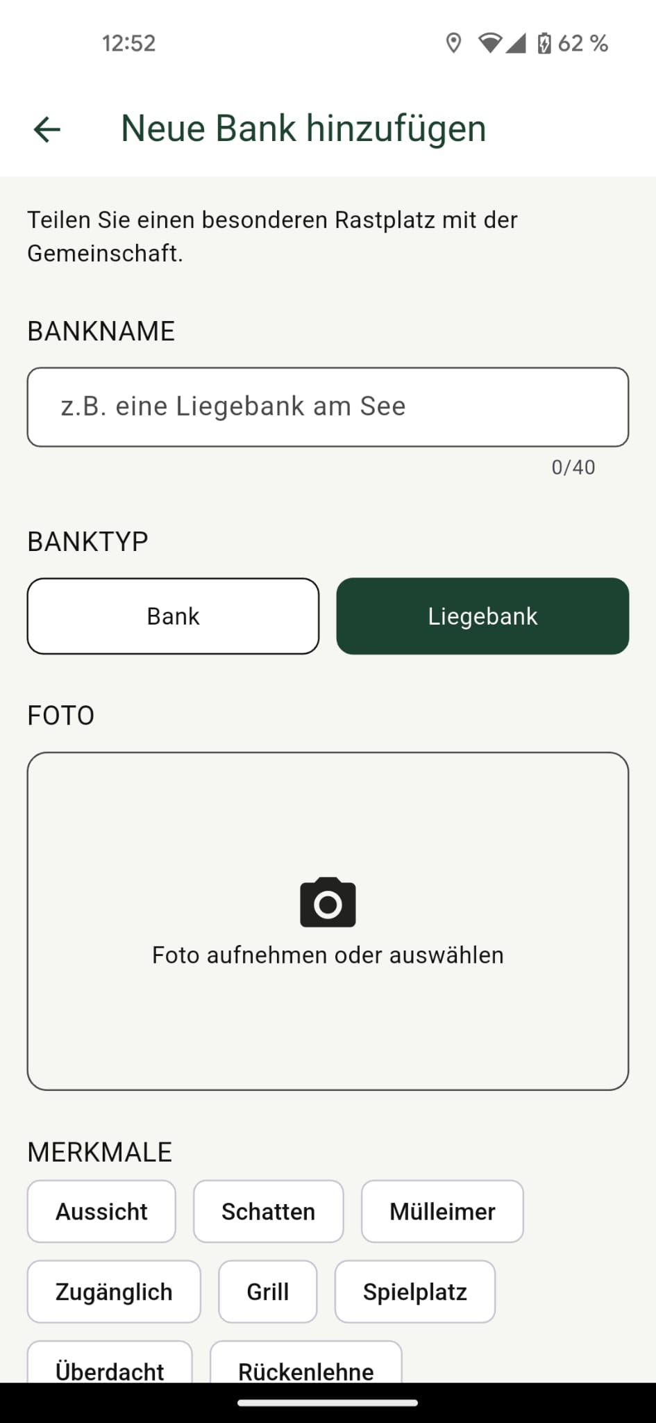 Ort hinzufügen im Light Mode