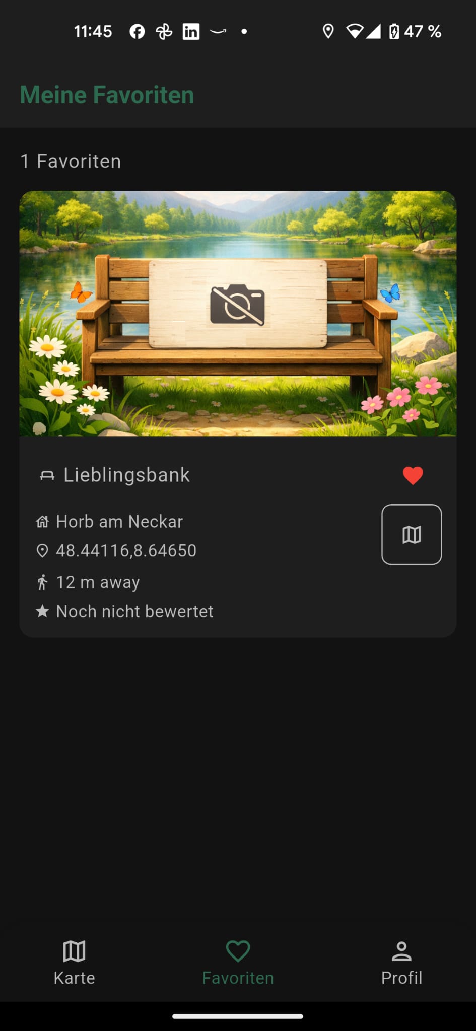Favoriten im Dark Mode